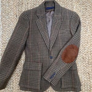 Tweed blazer with suede elbow patches